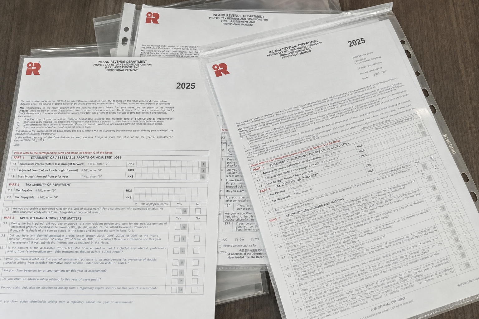 已自然脱敏的多份香港税务局文件实拍